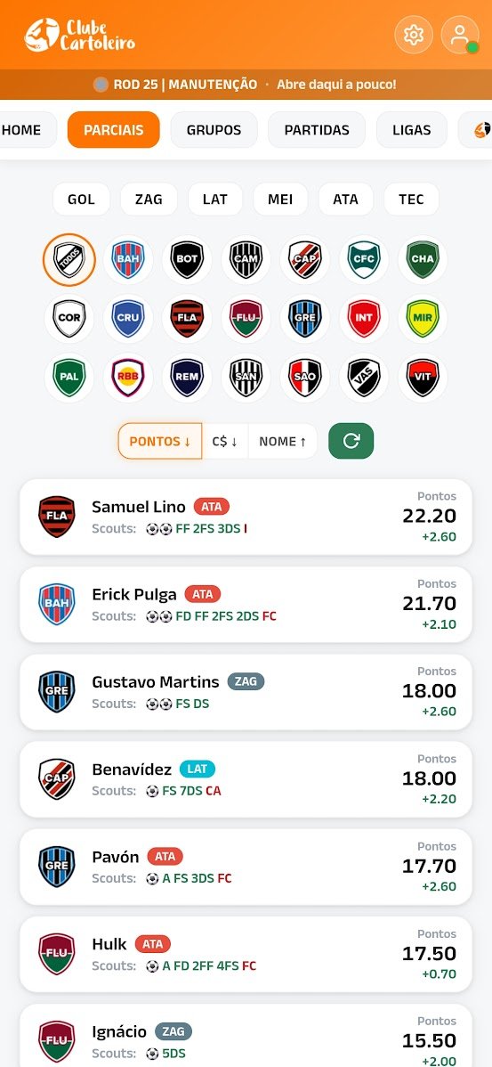 Parciais ao vivo